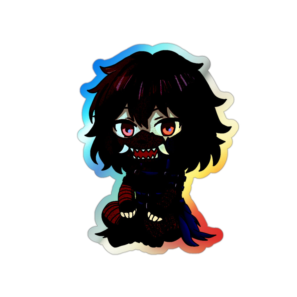 chibi oni holographic sticker