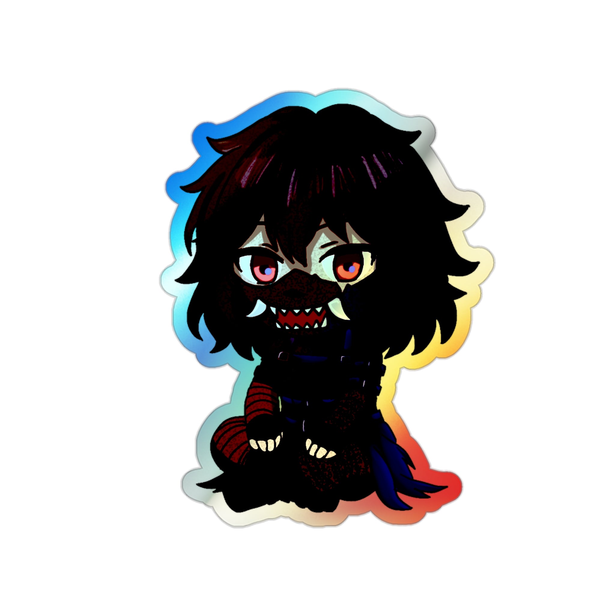 chibi oni holographic sticker