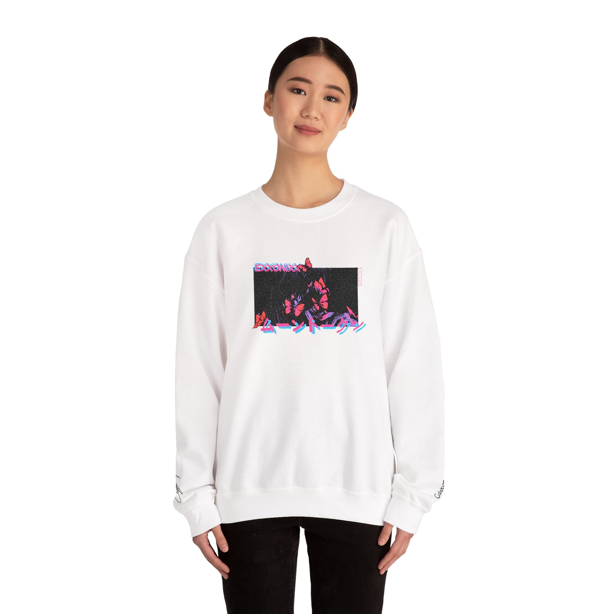 oni butterfly moon token embroided sweater white
