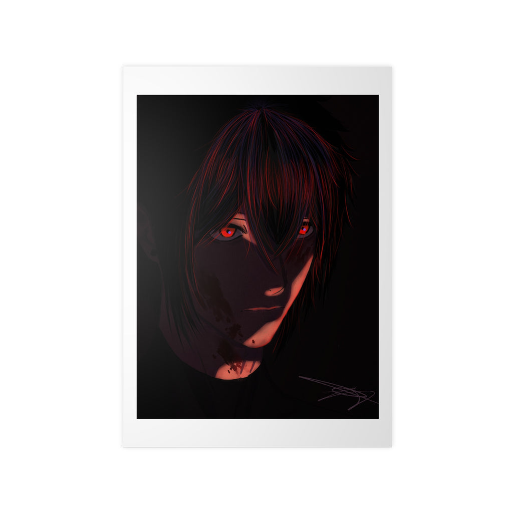 Dark Anime Portrait Photopaper Poster — Red-Eyed Moody Wall Art
