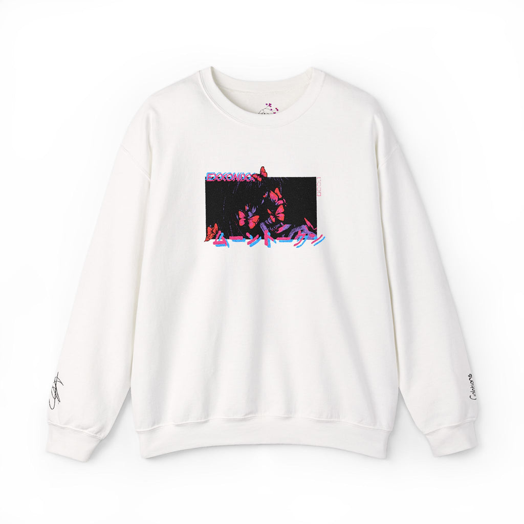 oni butterfly moon token embroided sweater white