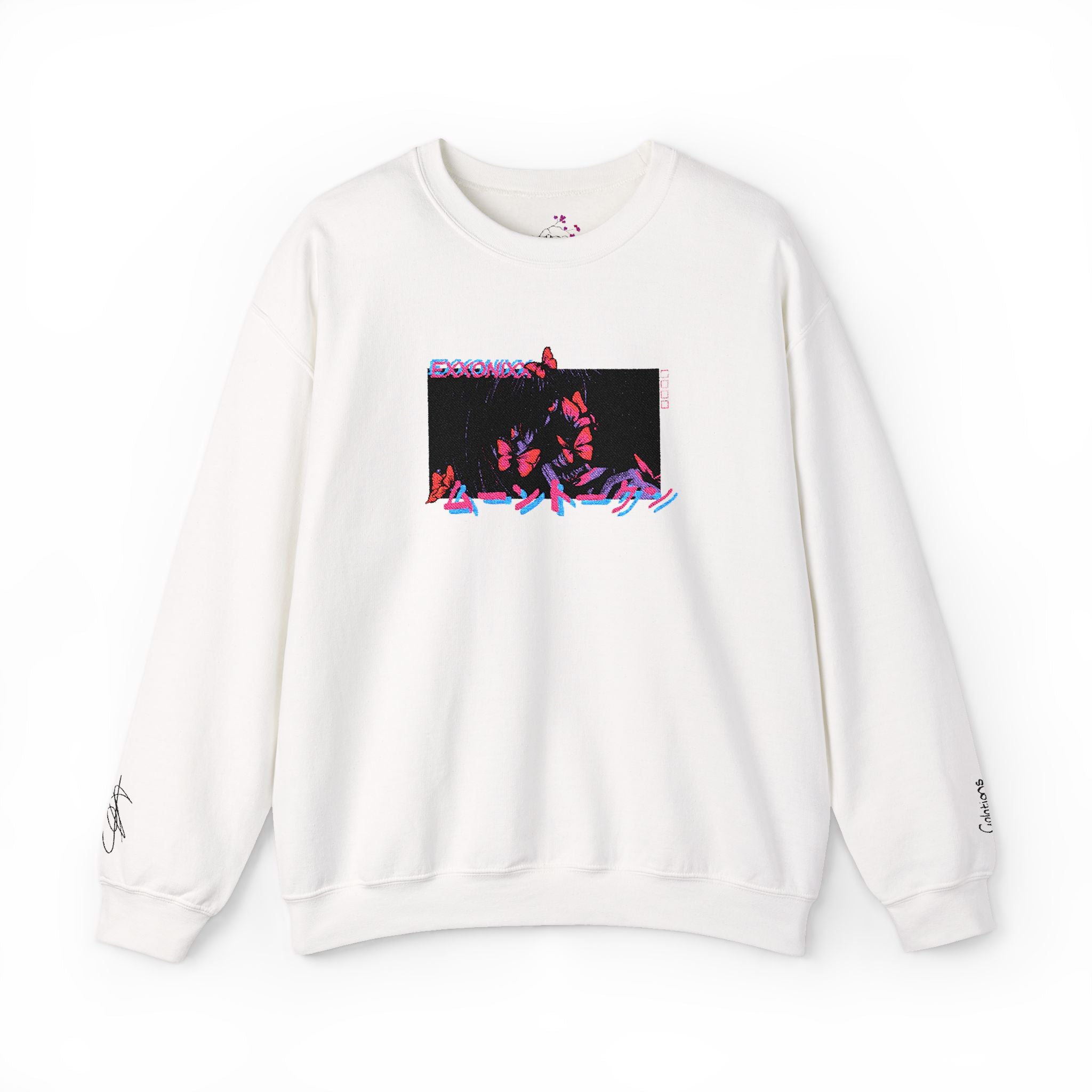 oni butterfly moon token embroided sweater white