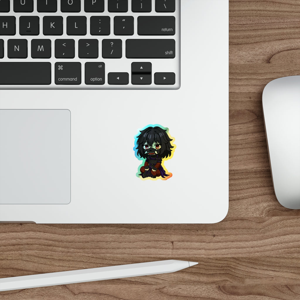 chibi oni holographic sticker